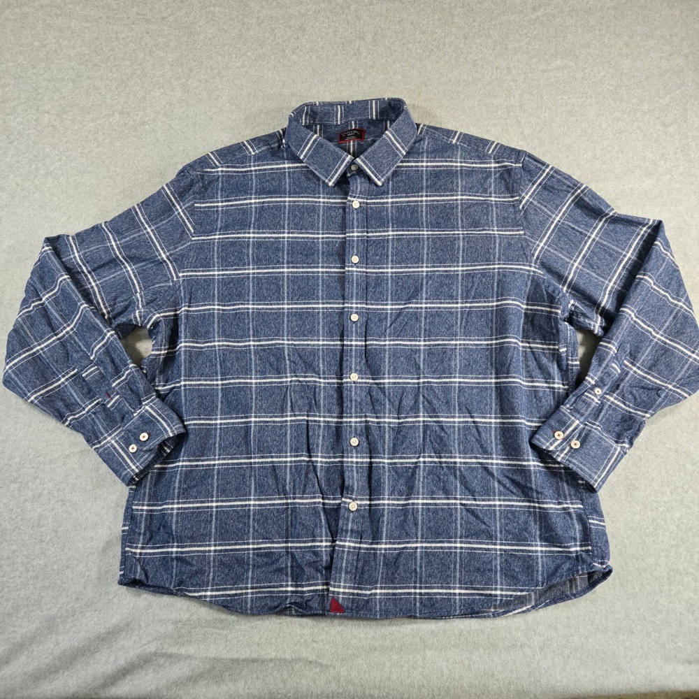 UNTUCKit Brignole Blue Plaid Flannel Button Down Shirt Mens XXXLC Regular Fit